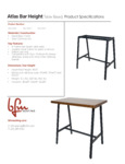 Atlas Bar Height Spec Sheet