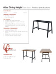 Atlas Dining Height Spec Sheet
