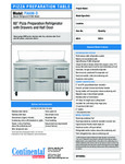 Continental Refrigerator PA60N-D Specsheet Continental Refrigerator PA60N-D Specsheet