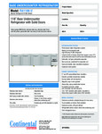 Continental Refrigerator RA118N-U Specsheet