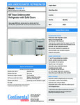Continental Refrigerator RA68N-U Specsheet Continental Refrigerator RA68N-U Specsheet
