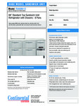 Continental Refrigerator RA68N8-D Spec Sheet Continental Refrigerator RA68N8-D Spec Sheet
