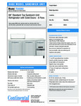 Continental Refrigerator RA68N8 Spec Sheet Continental Refrigerator RA68N8 Spec Sheet