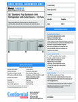 Continental Refrigerator RA93N10 Spec Sheet Continental Refrigerator RA93N10 Spec Sheet