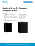 Danby DAR026A1BDD Spec Sheet