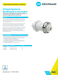 JG Drinks Polypropylene Bulkhead Connector Data Sheet