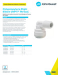 JG Drinks Polypropylene Rigid Elbow (NPTF Thread) Data Sheet