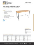 John Boos & Co. JNB Work Table Specsheet