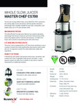 EXTRACTOR JUICE SS 120V 60 HZ 200W, CULS & NSF EXTRACTOR JUICE SS 120V 60 HZ 200W, CULS & NSF