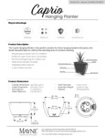 Mayne Caprio Hanging-Planter Spec Sheet Mayne Caprio Hanging-Planter Spec Sheet