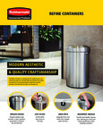 Rubbermaid Refine 2147550 16 Gallon Stainless Steel Half Round Waste Container