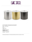 FOH RIB030 3 Qt. SS Ice Bucket / Acrylic Lid Specsheet