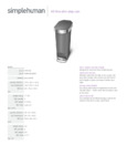 simplehuman CW1391 40 Liter Step Can, Gray Slim Spec Sheet