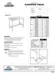 STAINLESS STEEL Clean Room Tables Spec Sheet CRTK