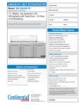SW72N24M-FB Spec Sheet REFRIG SALAD TOP 72" FB 72x35x41 115V 3DR 24 PANS
