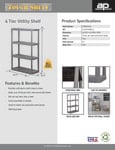 Tough Shelf 4TGRY14X34 Spec Sheet