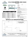 Advance Tabco TTS Series Tables Spec Sheet