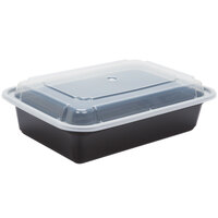 Pactiv Newspring VERSAtainer 38 oz. Black Rectangular Microwavable Container with Lid - 150/Case