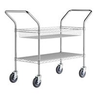 Regency Chrome 1 Shelf and 1 Basket Utility Cart - 18" x 46"