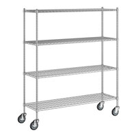 Regency 18" x 60" x 70" NSF Chrome Mobile Wire Shelving Starter Kit with 4 Shelves
