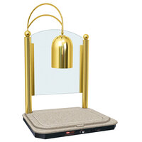 Hatco DCSB400-2420-1 Single Lamp Decorative Carving Station with Birch-Colored Heated Base and Bright Brass Finish - 120V, 750W