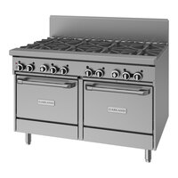 Garland GFE48-8LL Liquid Propane 8 Burner 48" Range with Flame Failure Protection, Electric Spark Ignition, and 2 Space Saver Ovens - 240V, 264,000 BTU