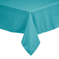 Intedge 64" x 120" Rectangular Teal 100% Polyester Hemmed Cloth Table Cover
