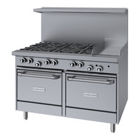 Garland G48-6G12LL Liquid Propane 6 Burner 48" Range with 12" Griddle and 2 Space Saver Ovens - 254,000 BTU