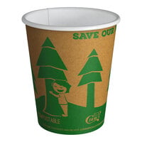 EcoChoice 10 oz. Kraft Tree Print Compostable Paper Hot Cup - 50/Pack