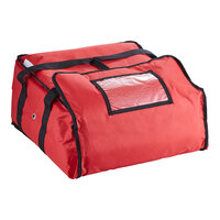 CaterGator Dash Insulated Pizza Delivery Bag Red Soft-Sided Heavy-Duty Nylon 18 1/2" x 18 1/2" x 9 1/2" - Holds Up To (3) 12" or 14" Pizza Boxes