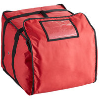 CaterGator Dash Insulated Pizza Delivery Bag Red Soft-Sided Heavy-Duty Nylon 18 1/2" x 18 1/2" x 15" - Holds Up To (6) 12" or 14" Pizza Boxes