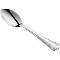 Visions Fluted 6 1/4" Extra Heavy Weight Silver Polystyrene Plastic Spoon - 50/Pack
