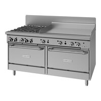 Garland GFE60-4G36RR Natural Gas 4 Burner 60" Range with Flame Failure Protection and Electric Spark Ignition, 36" Griddle, and 2 Standard Ovens - 120V, 234,000 BTU