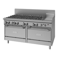 Garland GF60-8G12RR Liquid Propane 8 Burner 60" Range with Flame Failure Protection, 12" Griddle, and 2 Standard Ovens - 290,000 BTU