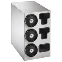 Vollrath 58833 Stainless Steel 3-Slot 8 - 44 oz. Countertop Cup Dispenser Cabinet with 2 T-Lid Holders and 1 Straw Pocket