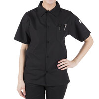 Mercer Culinary Millennia Air® Black Customizable Unisex Short Sleeve Cook Shirt with Full Mesh Back M60200BK - 2X