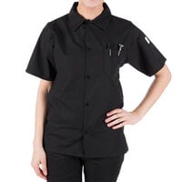 Mercer Culinary Millennia Air® Black Customizable Unisex Short Sleeve Cook Shirt with Full Mesh Back M60200BK - XS