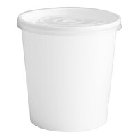 Choice 16 oz. White Double Poly-Coated Paper Food Cup with Vented Plastic Lid - 25/Pack