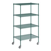 Regency 24" x 36" NSF Green Epoxy 4-Shelf Kit with 64" Posts and Casters