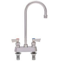 Fisher 53880 Deck Mounted Stainless Steel Faucet with 4" Centers, 5 1/2" Swivel Gooseneck Spout 2.2 GPM Aerator, and Lever Handles