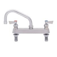 Fisher 57665 Deck Mounted Stainless Steel Faucet with 8" Centers, 12" Swing Nozzle, 2.2 GPM Aerator, and Lever Handles