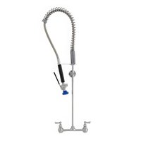 Fisher 67989 Backsplash Mounted Stainless Steel Pre-Rinse Faucet with 8" Centers, 36" Hose, and Wall Bracket