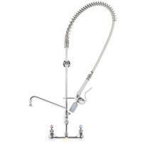 T&S B-0133-10CRBJST EasyInstall Wall Mounted Pre-Rinse Faucet with 8" Centers, 1.07 GPM Spray Valve, 10" Add-On Faucet, Cerama Cartridges, and Lever Handles