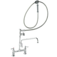 T&S B-0177-60X-LF22 Deck Mounted Pre-Rinse Faucet with 8" Centers, 1.15 GPM Spray Valve, Eterna Cartridges, and Lever Handles
