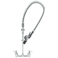 T&S B-0133-J EasyInstall Wall Mounted Pre-Rinse Faucet with 8" Centers, 1.07 GPM Spray Valve, Eterna Cartridges, and Lever Handles