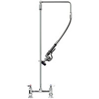 T&S B-0121-12-CRBJ Deck Mounted Pre-Rinse Faucet with 8" Centers, 1.07 GPM Spray Valve, 12" Add-On Faucet, Swivel Arm, Cerama Cartridges, and Lever Handles