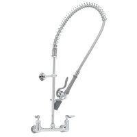 T&S B-0133-CR-BJ EasyInstall Wall Mounted Pre-Rinse Faucet with 8" Centers, 1.07 GPM Spray Valve, Cerama Cartridges, and Lever Handles
