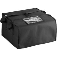 Choice Insulated Pizza Delivery Bag Black Nylon 16 1/2" x 16 1/2" x 8 1/2" - Holds Up To (4) 12" or 14" Pizza Boxes