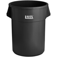 Lavex 55 Gallon Black Round Commercial Trash Can