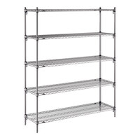 Metro 5A367C Stationary Super Erecta Adjustable 2 Series Chrome Wire Shelving Unit - 18" x 60" x 74"